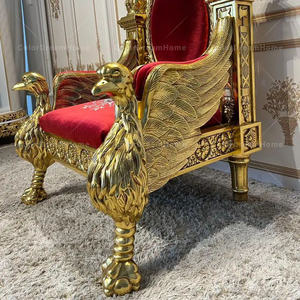 Rococo Royal <strong>Antique</strong> Style Gold Luxury Red <strong>Velvet</strong> Throne <strong>Chairs</strong> Wedding - Product Image 6