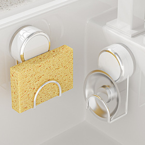 Suction Cup Sponge Rack With Hook For Kitchen Sink Dishwashing Storage Multifunctional Steel Wool Holder - Product Image 1