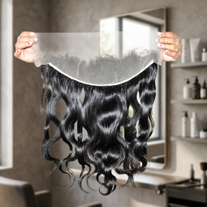 High Quality Remy Indian Human Hair Extensions Machine Double Weft Single Donor 13x6 Frontal <b>Body</b> <b>Wave</b> Wholesale 100g Pack - Product Image 6