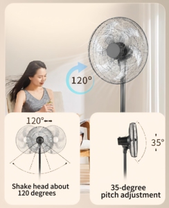 Ventilateur vertical de 13 à 17,9 pouces avec télécommande sans fil, oscillation, hauteur réglable et minuterie, moteur sans balais pour la maison - Product Image 5