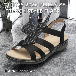 Sandales plates pour femmes, à bout ouvert, avec bride à boucle, semelle en caoutchouc, décontractées, pour l'été, avec décorations en strass - Product Image 2