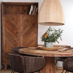 Tavolo da Pranzo Rotondo in Legno Riciclato Stile Rustico - Product Image 2