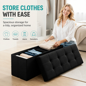 Banco Otomano Plegable Moderno con Almacenamiento para Zapatos y Reposapiés, Ideal para Dormitorio, Sala de Estar y Entrada, en Tela, Envío Rápido desde la UE, Disponible en Polonia - Product Image 3