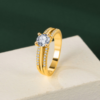 Bague de Mariage de Luxe pour Femme, Plaqué Or 18K, Sertie de Diamants, Bijou Tendance pour Fiançailles et Mariage