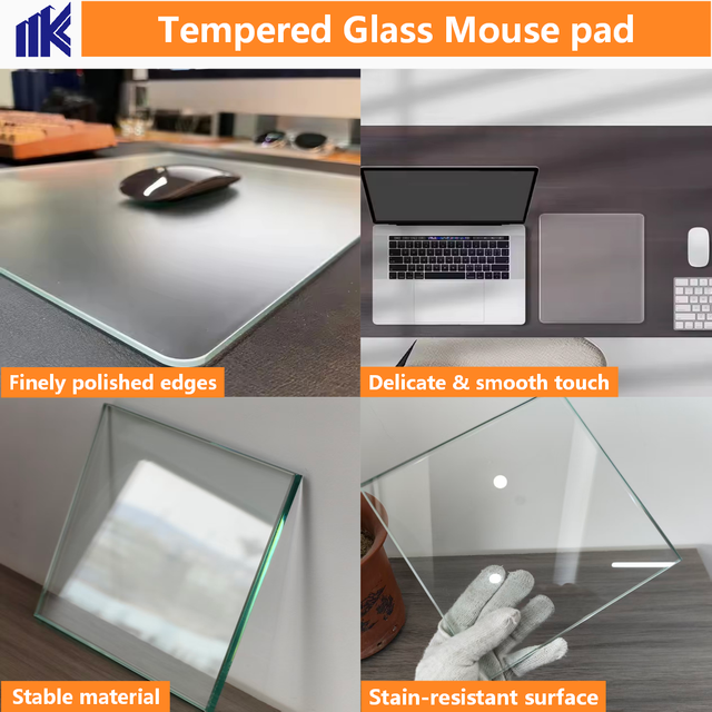 Ultra Thin Tempered Glass Mouse Pad, Hard Mouse Mat for Gaming & Office Use Customized Size Tempered Glass