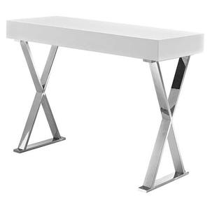 Mesa de <span class=keywords><strong>consola</strong></span> de roble pintado, transformador semicircular moderno, transparente, 24 pulgadas de largo, 36 de alto, antiguo, con hierro negro - Product Image 1