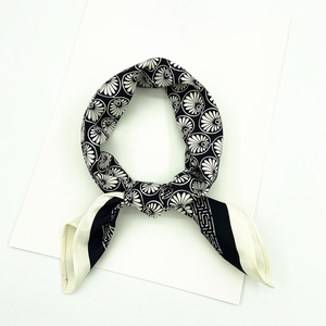 Foulard imprimé personnalisé en Satin pour femme, petit ruban pour les cheveux, en soie, tête noire, chouchou simple - Product Image 6