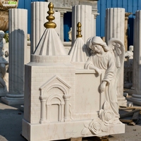 Pierre tombale en marbre blanc pour bébé, avec sculpture de château, pierre commémorative pour enfant, personnalisable, style européen, pour cimetière extérieur