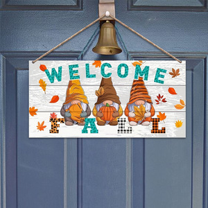 Letrero de bienvenida de madera en stock, decoración de Acción de Gracias, corona de madera, placa para puerta, decoración para ambiente festivo de cosecha. - Product Image 1