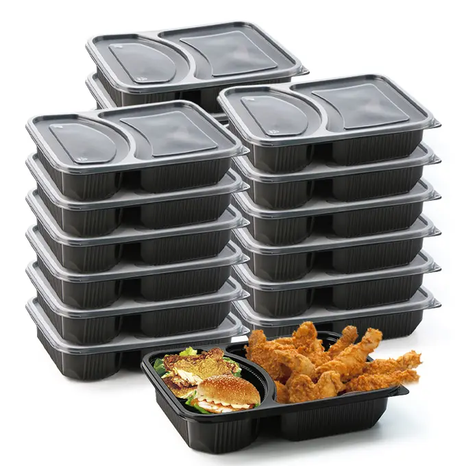 Multifunction Fast Hot Food Container American Black 1 2 3 4 5 Compartment Takeaway Food Container