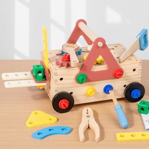 Nouvelle valise d'outils de réparation en bois pour enfants, avec vis et écrous à assembler et démonter, développe la dextérité manuelle, jouet éducatif - Product Image 5