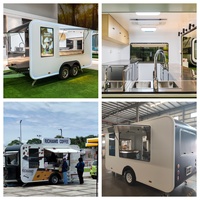 Camion de restauration mobile carré à 4 roues en acier inoxydable T3 ORANGE, entièrement équipé pour la vente de café, de glaces, de sandwichs et de pizzas