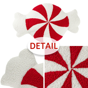 Christmas Red & White Stripe Candy Shape <b>Decorative</b> <b>Pillows</b> Cushion 100% Polyester Custom <b>Pillow</b> with Filling - Product Image 3