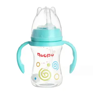 double handle plastic material baby silicon cup feeder for one year