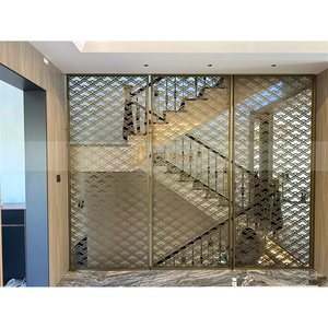 LL84 Wholesale Golden Stainless Steel Interior Decoration Laser Cut Metal Screen Wall Waterproof <b>Room</b> <b>Divider</b> - Product Image 3