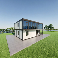SKYLINE Casa Contenedor Moderna, Transpirable, de Montaje Rápido, con Fachada de Vidrio Completa, Modular, Desmontable, Prefabricada, para Hotel o Escuela