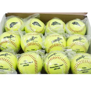 Softball Amazon Hot Sale Softball Balls Standard 12" Yellow PU/PVC Leather Professional Handmade Softball Balls