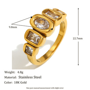 Chunky Textured Stainless Steel <b>Statement</b> <b>Ring</b> 18K Gold Plated Waterproof Stackable Fashion Finger Jewelry For Women - Product Image 2