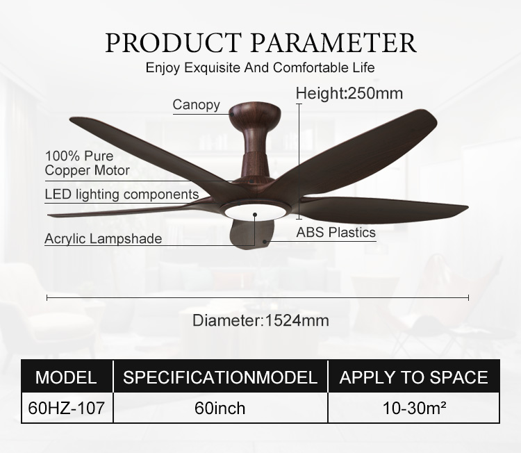 Optional Light Led ceiling fan Water transfer leaf 3 color change light CEILING fan OEM led ceiling fan  with light and remote