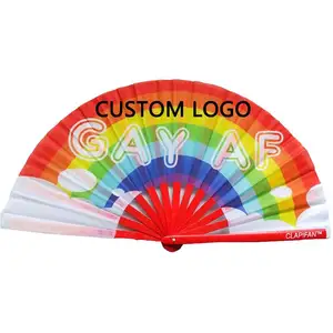 Chinese Custom Print High Quality Bamboo Folding Kungfu Large Size Hand Fan With Fan Bag