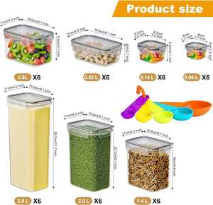 Ensemble de 42 boîtes de conservation hermétiques pour aliments avec couvercles, en plastique, pour l'organisation de la cuisine, céréales, farine, sucre - Product Image 5
