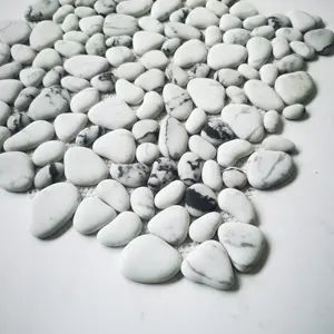 도매 현대 자갈 모양 유리 모자이크 순수한 색깔 타일 모자이크 6mm 재활용 유리 모자이크 가정 벽 정원 장식
