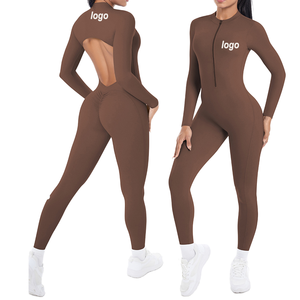 Combinaison une pièce sans manches pour femme, grande taille, mode, yoga, pilates, avec fermeture éclair et dos évidé, pour fitness et gym, vente en gros - Product Image 1