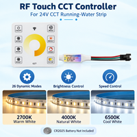 Умная Wi-Fi Bluetooth CCT LED лента с пультом управления 24В 2835 SPI IC 3-в-1 с эффектом бегущей воды, диммируемая, 2700K-6500K, IP20