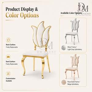 Silla de Boda de Acero Inoxidable Dorado con Respaldo de Doble Aro Ovalado y Cojín Blanco para Eventos de Banquetes y Hoteles, Asientos al por Mayor - Product Image 5