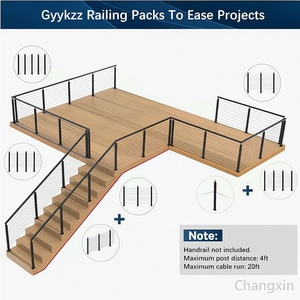 درابزين حديث بحبل سلكي غير مرئي، سياج خارجي أسود بكابلات، سهل الصيانة للفيلات والشرفات - Product Image 6