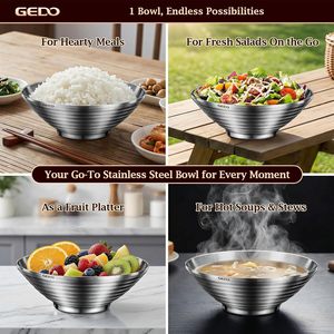 Tazones de <span class=keywords><strong>Ramen</strong></span> Japoneses de Acero Inoxidable Aptos para Lavavajillas, Tazones para Servir Pasta Pho, Tazones para Sopa de Fideos - Product Image 5