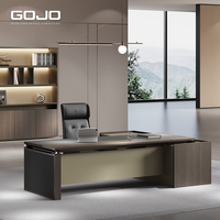 Escritorio Ejecutivo Moderno de Lujo en Forma de L, Ergonómico, Combinación de Madera MFC y Metal, para CEO, Gerente, Director, Duradero, para Oficina en Casa