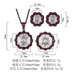 Fashion Eco-friendly Copper Bridal Jewellery Set 16-10mm Black Gold White Cubic Zirconia Vintage Wedding Pendant <b>Earrings</b> Set - Product Image 6