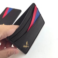Dompet Kartu Kredit Kulit PU Hitam Tipis Ringan Kustom dengan Banyak Kompartemen untuk Penggunaan Sehari-hari