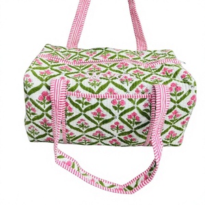 Newly Cotton Quilted Duffle Tote Shoulder <b>Bag</b>, Floral Print Washable Eco friendly Yoga Shopping <b>Beach</b> Boho Weekender <b>Bags</b> - Product Image 1