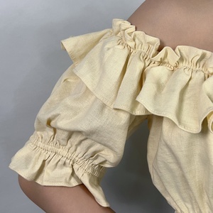 OEM Women's New Fashion Elastic <b>off</b> <b>Shoulder</b> Short Sleeve <b>Ruffle</b> Drawstring Crop <b>Top</b> Sexy <b>Top</b> Blouse - Product Image 6