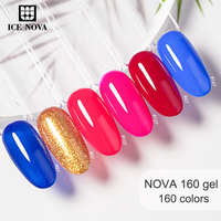 ICE NOVA Kit de vernis gel pour nail art 160 couleurs, sans HEMA, 12 ml, séchage UV/LED, brillance intense, végan, longue tenue 28 jours, couvrance