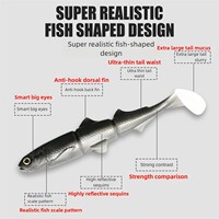 Leurre de pêche en acier inoxydable, appât souple artificiel, hameçons pour eaux moyennes, pour poissons d'eau salée, bar, truite, imitation de poisson mort inversé bionique