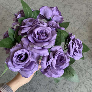 E-972 <span class=keywords><strong>Flores</strong></span> <span class=keywords><strong>de</strong></span> Seda Hechas a Mano Ecológicas y Coloridas al por Mayor, Ramos <span class=keywords><strong>de</strong></span> Rosas Artificiales <span class=keywords><strong>de</strong></span> 9 Cabezas - Product Image 3