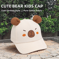 Gorra de Béisbol Infantil CY Kapibara con Diseño de Oso de Dibujos Animados, Gorra de 6 Paneles de Estilo Moderno y Simple, Unisex, 100% Algodón