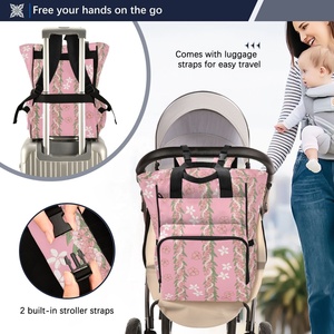 Mochila Pañalera para Bebé Aloha Collection, Diseño Personalizado Hawaiano, Flor de Puakenikeni Rosa, Impermeable, Bolsa de Viaje para Mamá - Product Image 4