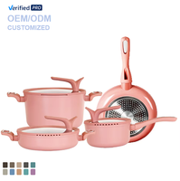 Lot de 4 casseroles et poêles de qualité en aluminium forgé antiadhésif à induction Ensemble de casseroles à fond plat en granit céramique
