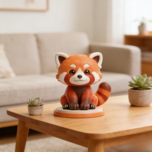 Figurine en résine de panda roux à queue bouclée, mignonne et apaisante. Cette sculpture a été sculptée et moulée par Bozhiyi. - Product Image 4