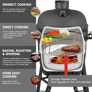 Parrilla Kamado de Cerámica de 21 Pulgadas <span class=keywords><strong>para</strong></span> Barbacoa y <span class=keywords><strong>Ahumador</strong></span> con Parrillas de Acero Inoxidable <span class=keywords><strong>para</strong></span> Cocina Exterior, <span class=keywords><strong>Ahumador</strong></span> de Carbón <span class=keywords><strong>para</strong></span> Jardín - Product Image 4