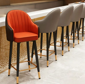 Taburete de Bar Giratorio Moderno y Lujoso, Altura Ajustable, Piel Sintética, con Respaldo y Reposabrazos <span class=keywords><strong>para</strong></span> Isla de Cocina - Product Image 1