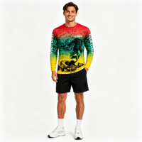 T-shirt à manches longues pour homme, col rond, imprimé intégral, personnalisé OEM ODM, sublimation, motif triangle, pour la pêche