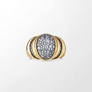 Bague en or jaune 18 carats Charmante Mooncrest avec 128 diamants ronds cultivés en laboratoire de 1,13 carat GH-VS, bijoux très demandés - Product Image 1