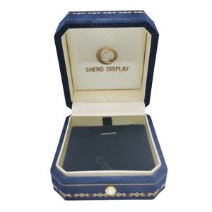 Venta al por mayor logotipo personalizado terciopelo anillo collar brazalete pulseras cajas compromiso caja de regalo para joyería - Product Image 5