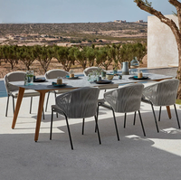 Ensemble de salle à manger de jardin en aluminium rectangulaire de haute qualité, style moderne et luxueux pour villas, hôtels et patios