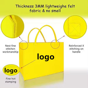 Sac en feutre jaune de grande taille, pliable, lavable, léger, de qualité supérieure, pour femmes, avec poignée - Product Image 2